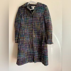 Pursuits ltd Trench Coat Jacket Womens Size 8 Wool Tweed Outerwear Vintage